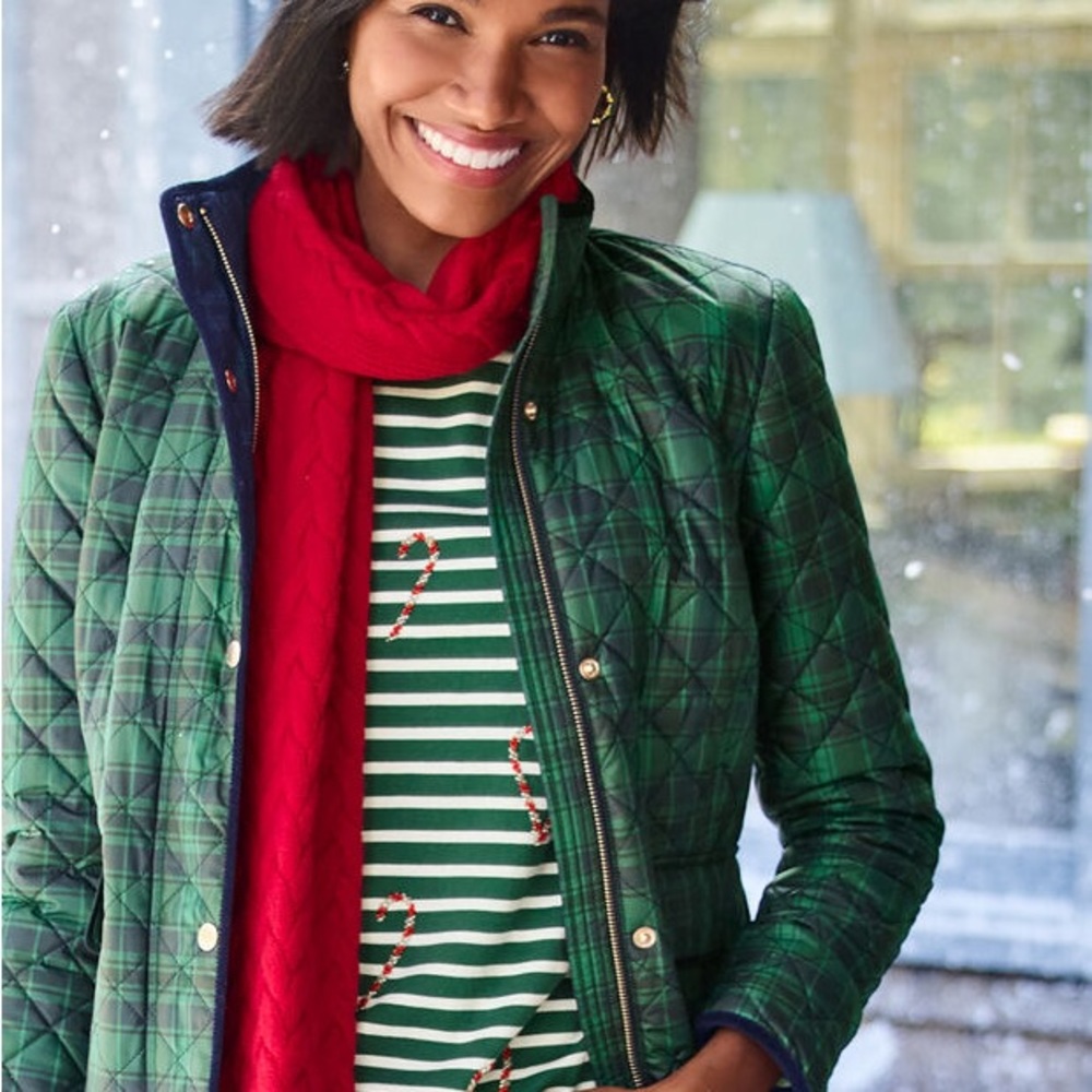 TALBOTS BATEAU NECK TEE - CANDY CANE HOLIDAY STRIPE